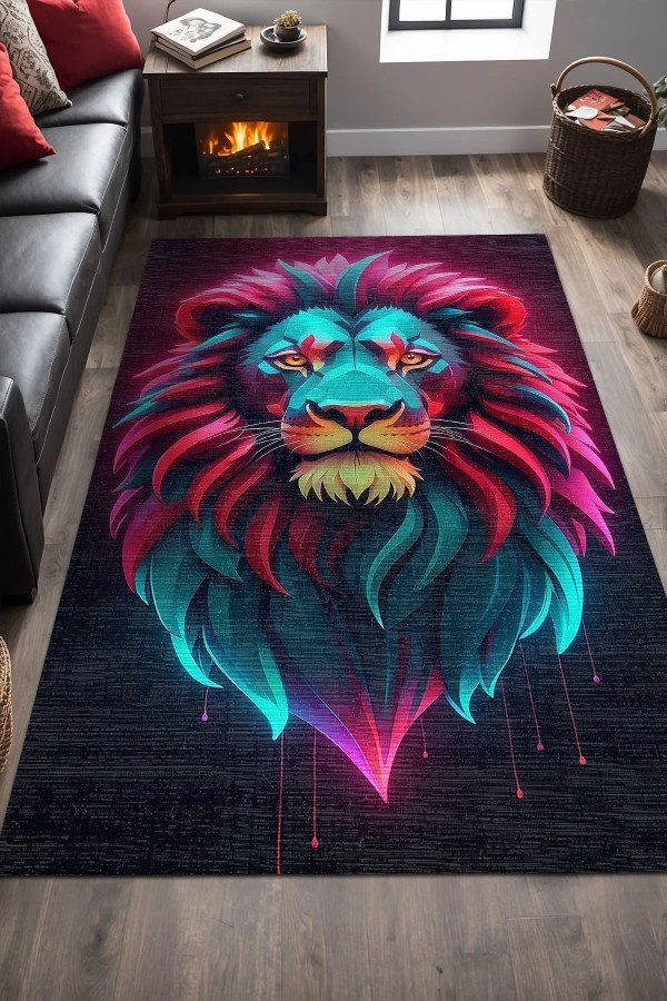Lion Modern Şönil Gaming Oyuncu Odası Halısı  Dijital Baskılı Kaymaz Taban Yıkanabilir Gaming Halısı Lion Modern Şönil Gaming Oyuncu Odası Halısı  Dijital Baskılı Kaymaz Taban Yıkanabilir Gaming Halısı