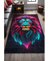 Lion Modern Şönil Gaming Oyuncu Odası Halısı  Dijital Baskılı Kaymaz Taban Yıkanabilir Gaming Halısı