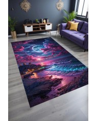 Moon Modern Şönil Gaming Oyuncu Odası Halısı  Dijital Baskılı Kaymaz Taban Yıkanabilir Gaming Halısı