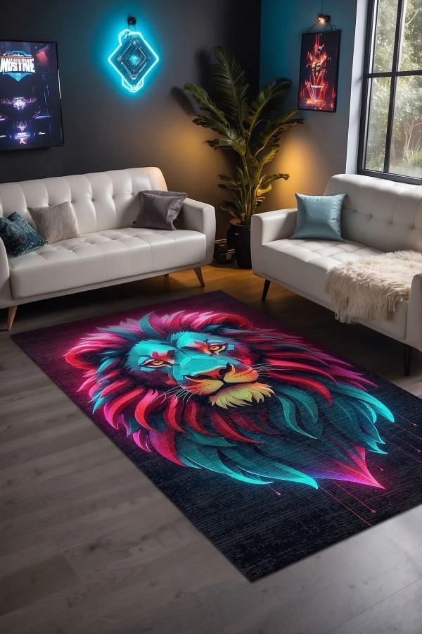 Lion Modern Şönil Gaming Oyuncu Odası Halısı  Dijital Baskılı Kaymaz Taban Yıkanabilir Gaming Halısı Lion Modern Şönil Gaming Oyuncu Odası Halısı  Dijital Baskılı Kaymaz Taban Yıkanabilir Gaming Halısı
