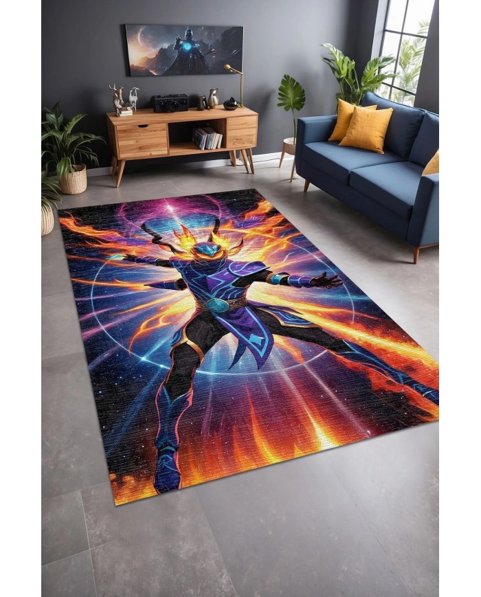 Magic Modern Şönil Gaming Oyuncu Odası Halısı  Dijital Baskılı Kaymaz Taban Yıkanabilir Gaming Halısı