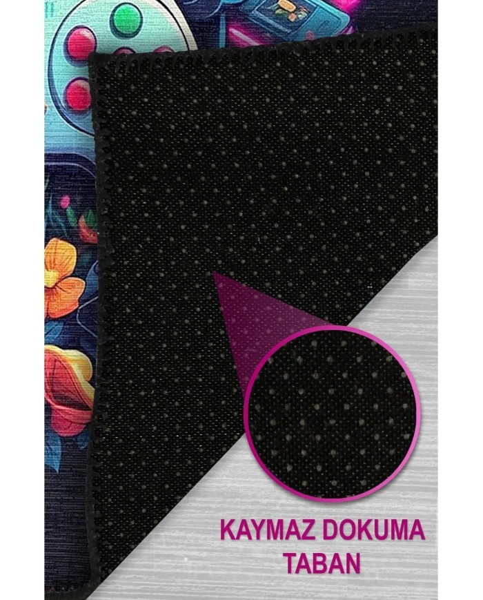 Melina Modern Şönil Gaming Oyuncu Odası Halısı  Dijital Baskılı Kaymaz Taban Yıkanabilir Gaming Halısı