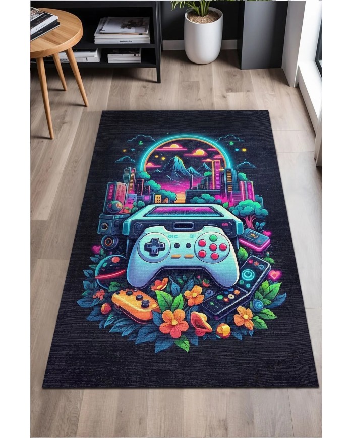 Melina Modern Şönil Gaming Oyuncu Odası Halısı  Dijital Baskılı Kaymaz Taban Yıkanabilir Gaming Halısı