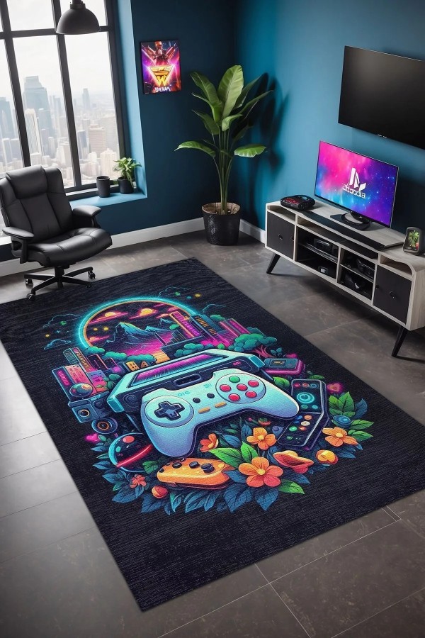 Melina Modern Şönil Gaming Oyuncu Odası Halısı  Dijital Baskılı Kaymaz Taban Yıkanabilir Gaming Halısı Melina Modern Şönil Gaming Oyuncu Odası Halısı  Dijital Baskılı Kaymaz Taban Yıkanabilir Gaming Halısı