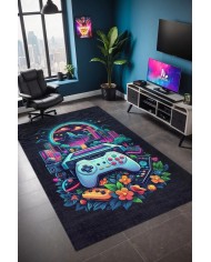 Melina Modern Şönil Gaming Oyuncu Odası Halısı  Dijital Baskılı Kaymaz Taban Yıkanabilir Gaming Halısı
