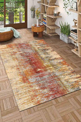 Carnig Desenli Pamuk Tabanlı Yıkanabilen Kaydırmaz Antibakteriyel Şönil Salon Halısı - Aydahome