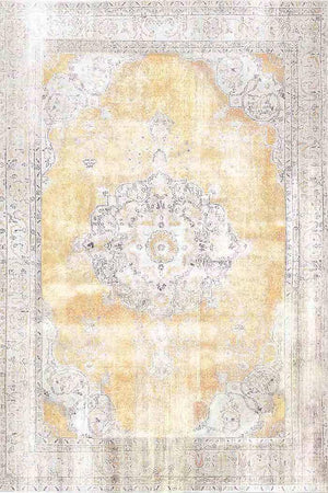 Giallastro Çiçek Desenli Pamuk Tabanlı Yıkanabilen Kaydırmaz Antibakteriyel Şönil Salon Halısı - Aydahome