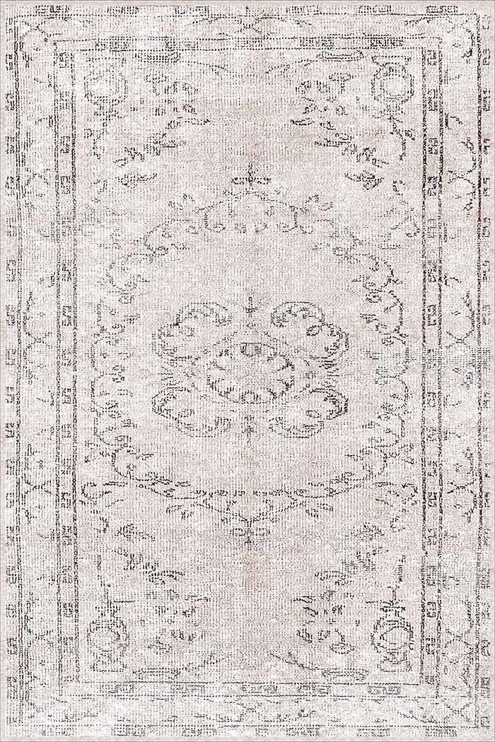 Milkyelegance Vintage Desenli Pamuk Tabanlı Yıkanabilen Kaydırmaz Antibakteriyel Şönil Salon Halısı - Aydahome