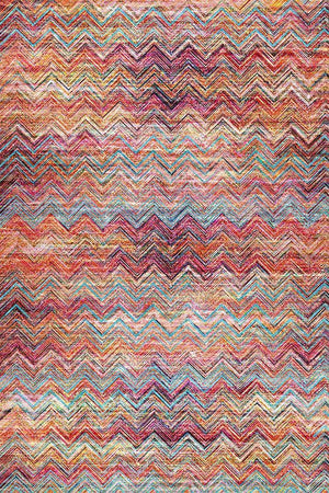Missoni Kilim Desenli Pamuk Tabanlı Yıkanabilen Kaydırmaz Antibakteriyel Şönil Salon Halısı - Aydahome