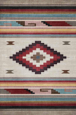 Misty Kilim Desenli Pamuk Tabanlı Yıkanabilen Kaydırmaz Antibakteriyel Şönil Salon Halısı - Aydahome