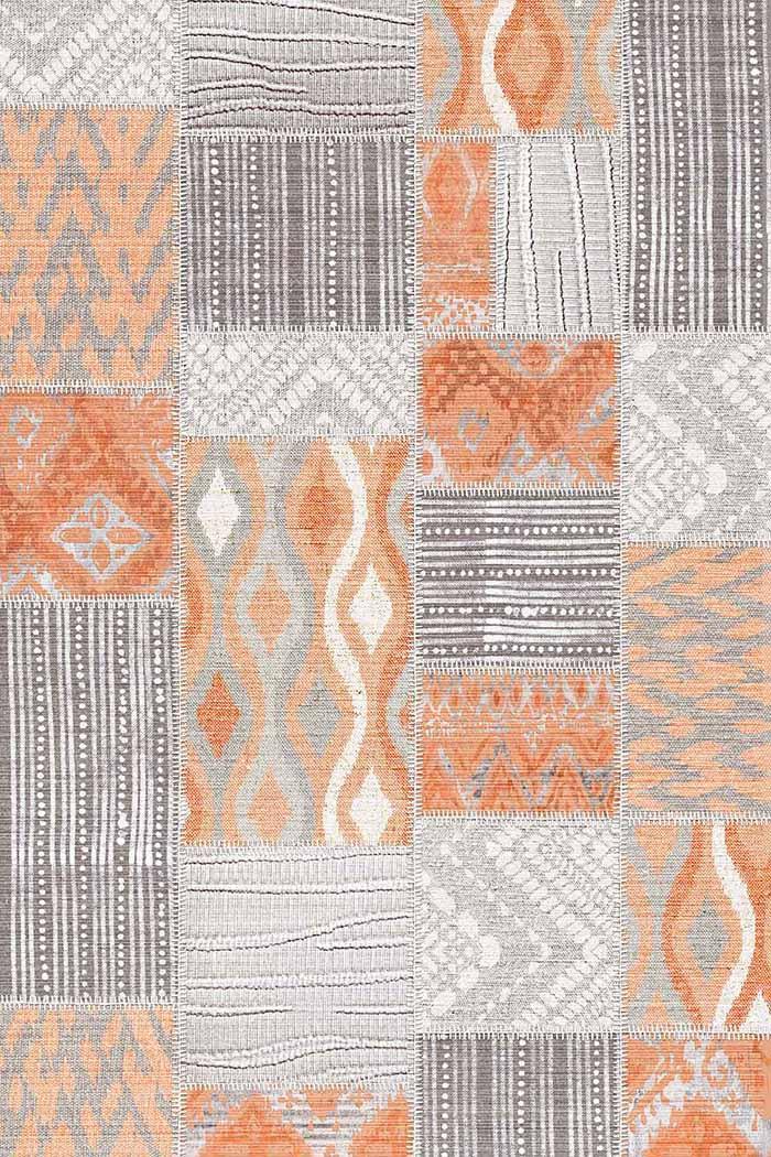Tulip Patchwork Desenli Pamuk Tabanlı Yıkanabilen Kaydırmaz Antibakteriyel Şönil Salon Halısı - Aydahome