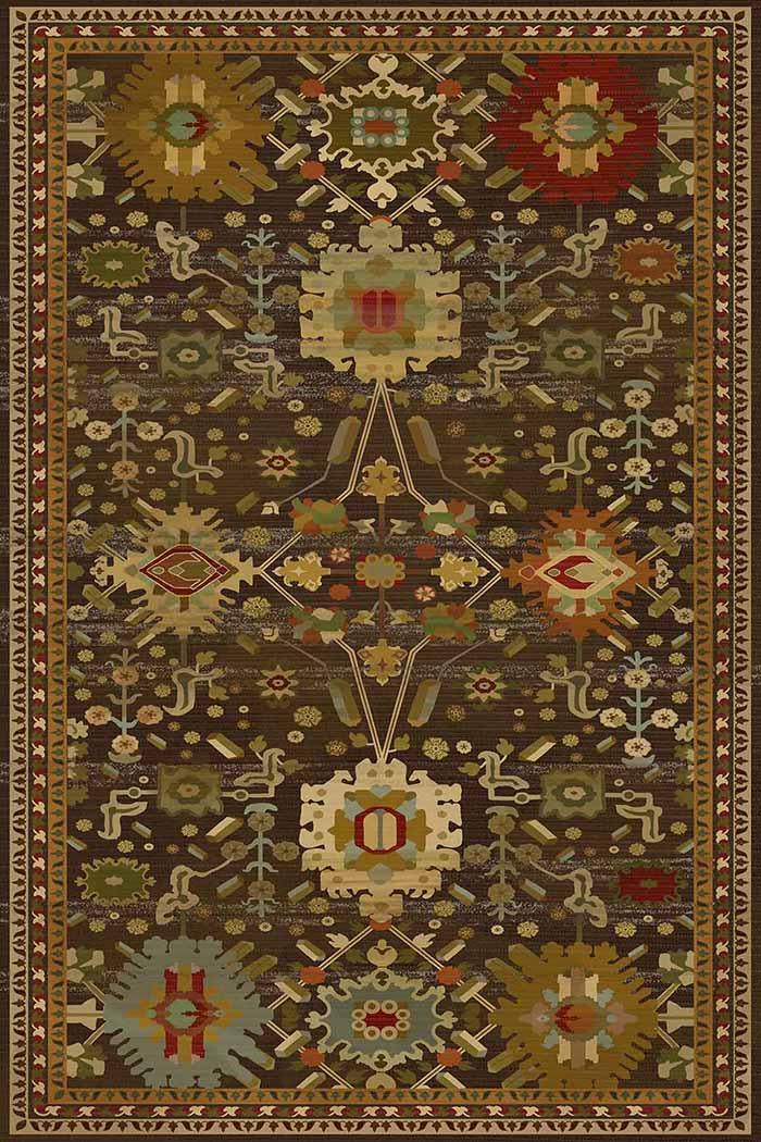 Valerie Vintage Desenli Şönil Pamuk Tabanlı Yıkanabilen Kaydırmaz Antibakteriyel Salon Halısı - Aydahome