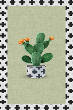 Cactus Modern Şönil Pamuk Tabanlı Yıkanabilen Kaydırmaz Antibakteriyel Mutfak Halısı - Aydahome