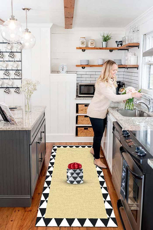 Plant Modern Şönil Pamuk Tabanlı Yıkanabilen Kaydırmaz Antibakteriyel Mutfak Halısı - Aydahome