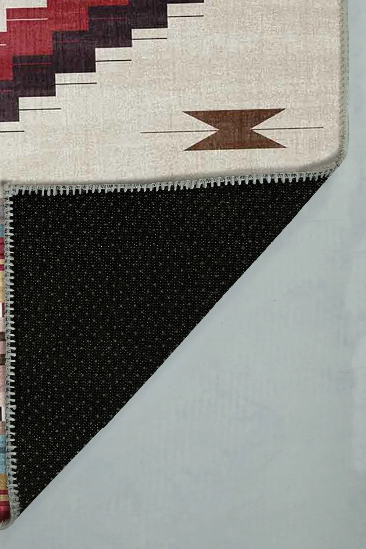 Misty Kilim Desenli Pamuk Tabanlı Yıkanabilen Kaydırmaz Antibakteriyel Şönil Salon Halısı - Aydahome