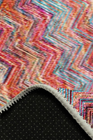 Missoni Kilim Desenli Pamuk Tabanlı Yıkanabilen Kaydırmaz Antibakteriyel Şönil Salon Halısı - Aydahome
