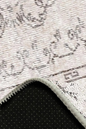 Milkyelegance Vintage Desenli Pamuk Tabanlı Yıkanabilen Kaydırmaz Antibakteriyel Şönil Salon Halısı - Aydahome