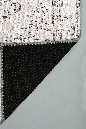 Milkyelegance Vintage Desenli Pamuk Tabanlı Yıkanabilen Kaydırmaz Antibakteriyel Şönil Salon Halısı - Aydahome