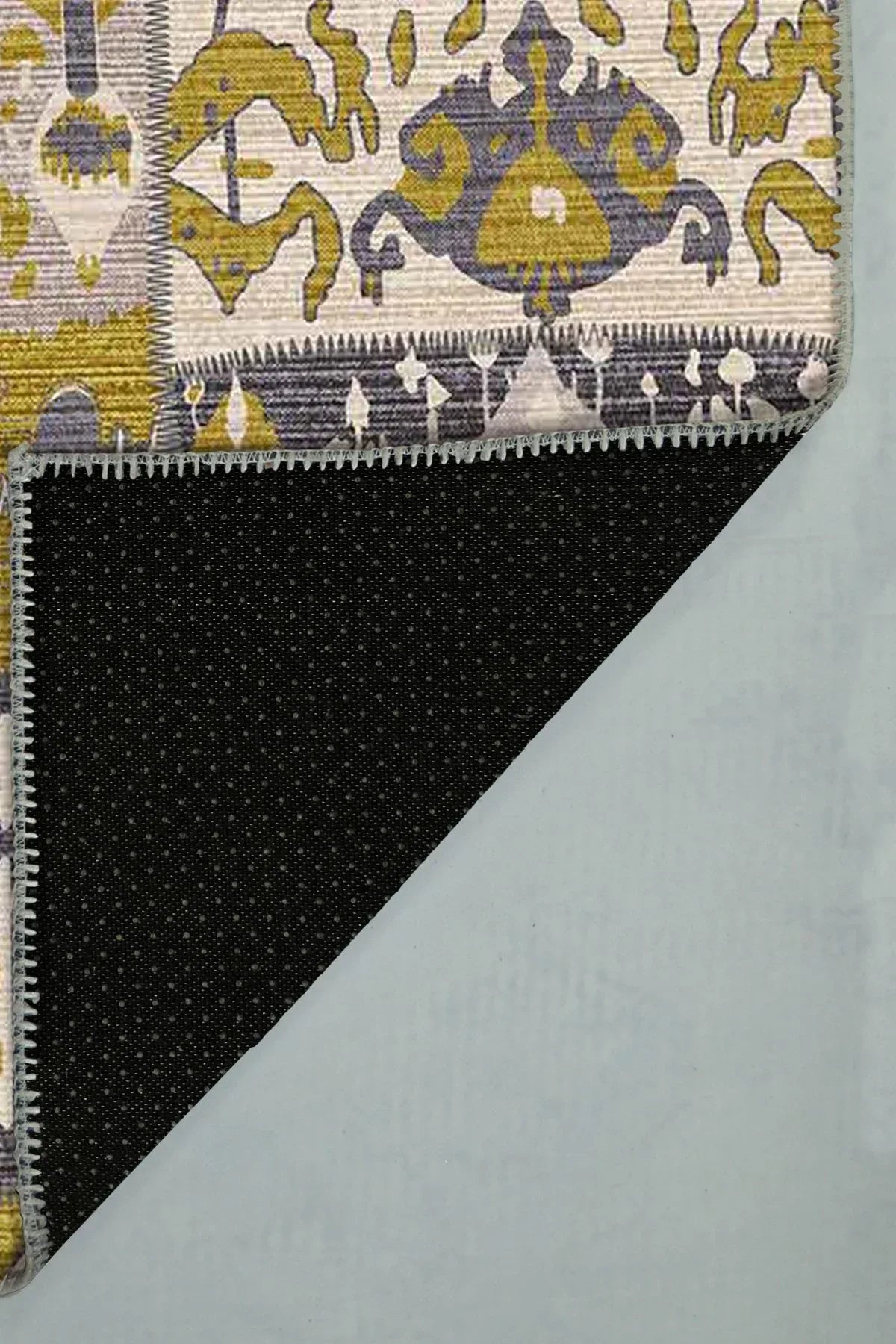 Alder Patchwork Desenli Şönil Pamuk Tabanlı Yıkanabilen Kaydırmaz Antibakteriyel Salon Halısı - Aydahome
