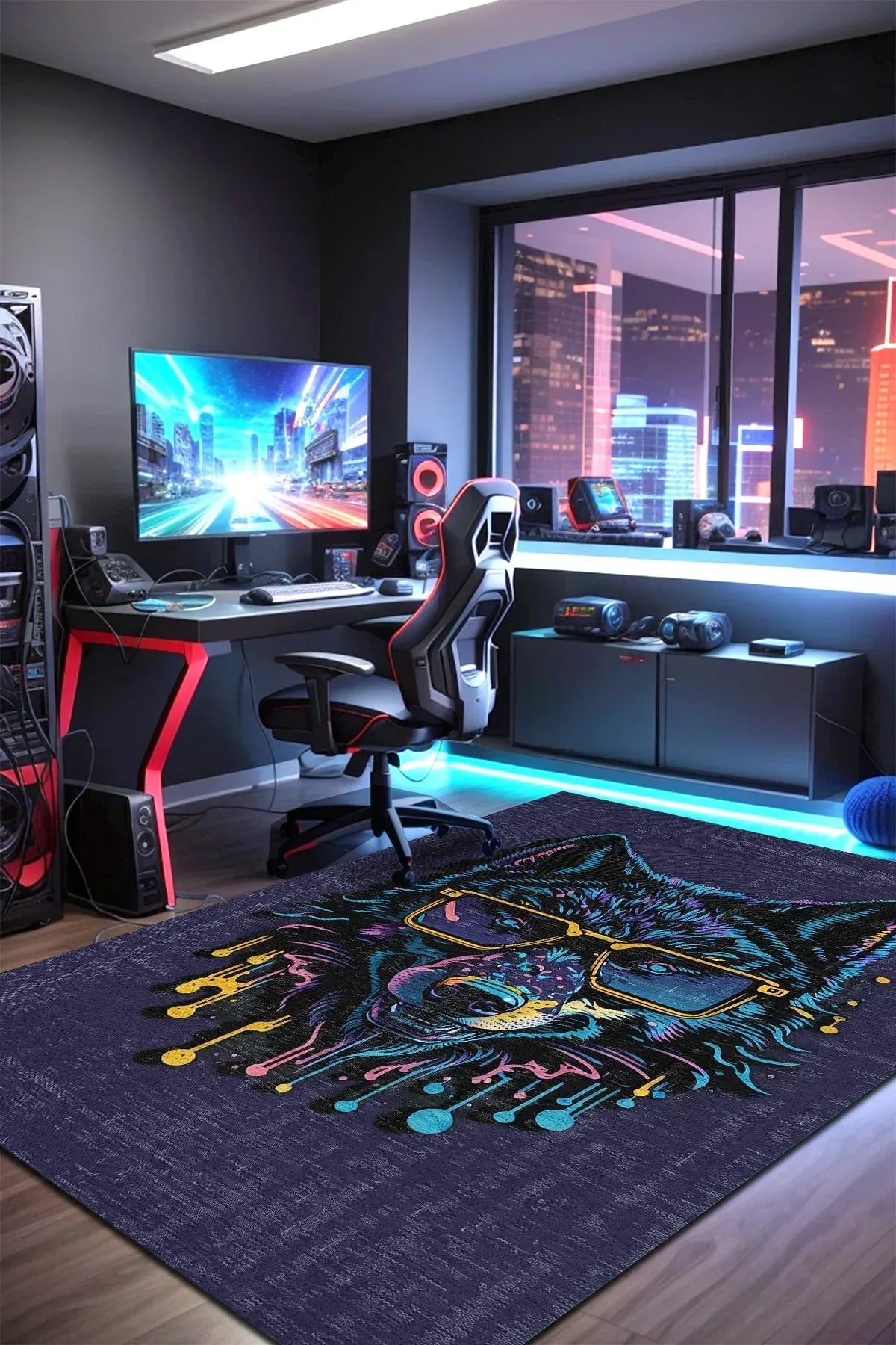 Captain Modern Şönil Gamer Halısı Pamuk Tabanlı Yıkanabilen Kaymaz Genç Odası Oyuncu Gaming Halısı - Aydahome