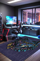 Captain Modern Şönil Gamer Halısı Pamuk Tabanlı Yıkanabilen Kaymaz Genç Odası Oyuncu Gaming Halısı - Aydahome