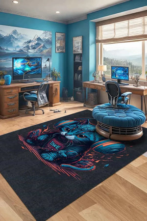 Catpeak Modern Şönil Gamer Halısı Pamuk Tabanlı Yıkanabilen Kaymaz Genç Odası Oyuncu Gaming Halısı - Aydahome