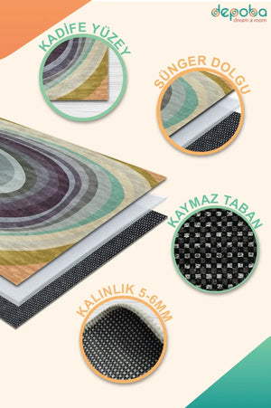 Reler Modern Kadife Yıkanabilir Kaymaz Pamuk Tabanlı Antibakteriyel Salon Halısı - Aydahome