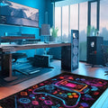 Console Modern Şönil Gamer Halısı Pamuk Tabanlı Yıkanabilen Kaymaz Genç Odası Oyuncu Gaming Halısı - Aydahome