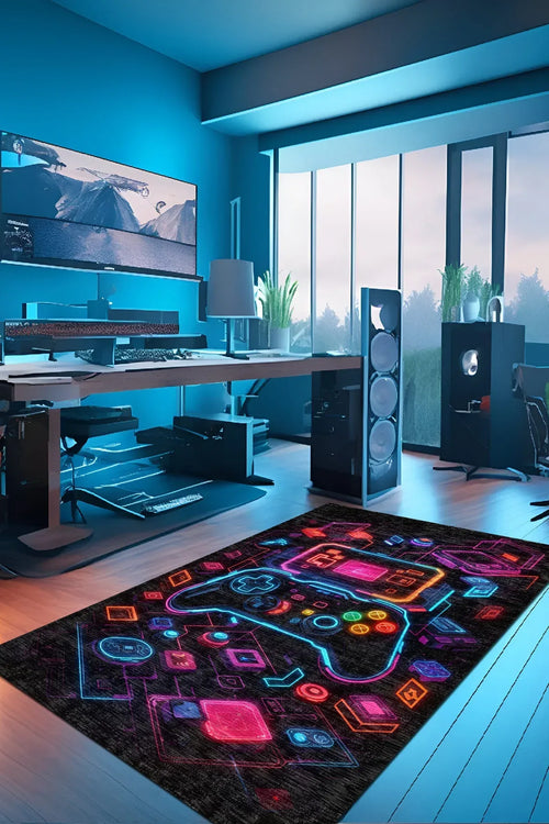 Console Modern Şönil Gamer Halısı Pamuk Tabanlı Yıkanabilen Kaymaz Genç Odası Oyuncu Gaming Halısı - Aydahome