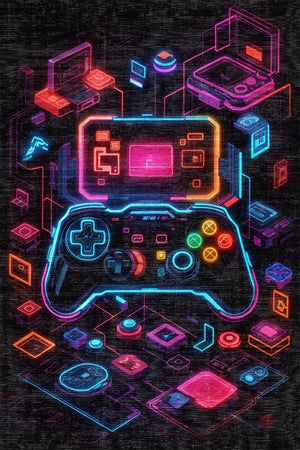 Console Modern Şönil Gamer Halısı Pamuk Tabanlı Yıkanabilen Kaymaz Genç Odası Oyuncu Gaming Halısı - Aydahome