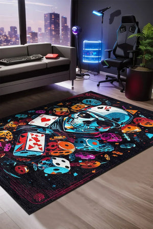 Dice Modern Şönil Gamer Halısı Pamuk Tabanlı Yıkanabilen Kaymaz Genç Odası Oyuncu Gaming Halısı - Aydahome