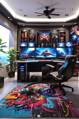 Earps Modern Şönil Gamer Halısı Pamuk Tabanlı Yıkanabilen Kaymaz Genç Odası Oyuncu Gaming Halısı - Aydahome