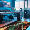 Flame Modern Şönil Gamer Halısı Pamuk Tabanlı Yıkanabilen Kaymaz Genç Odası Oyuncu Gaming Halısı - Aydahome