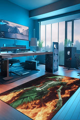 Flame Modern Şönil Gamer Halısı Pamuk Tabanlı Yıkanabilen Kaymaz Genç Odası Oyuncu Gaming Halısı - Aydahome