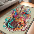 Guitar Modern Şönil Gamer Halısı Pamuk Tabanlı Yıkanabilen Kaymaz Genç Odası Oyuncu Gaming Halısı - Aydahome