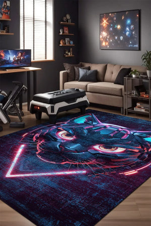Head Modern Şönil Gamer Halısı Pamuk Tabanlı Yıkanabilen Kaymaz Genç Odası Oyuncu Gaming Halısı - Aydahome
