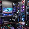 Lonca Modern Şönil Gamer Halısı Pamuk Tabanlı Yıkanabilen Kaymaz Genç Odası Oyuncu Gaming Halısı - Aydahome