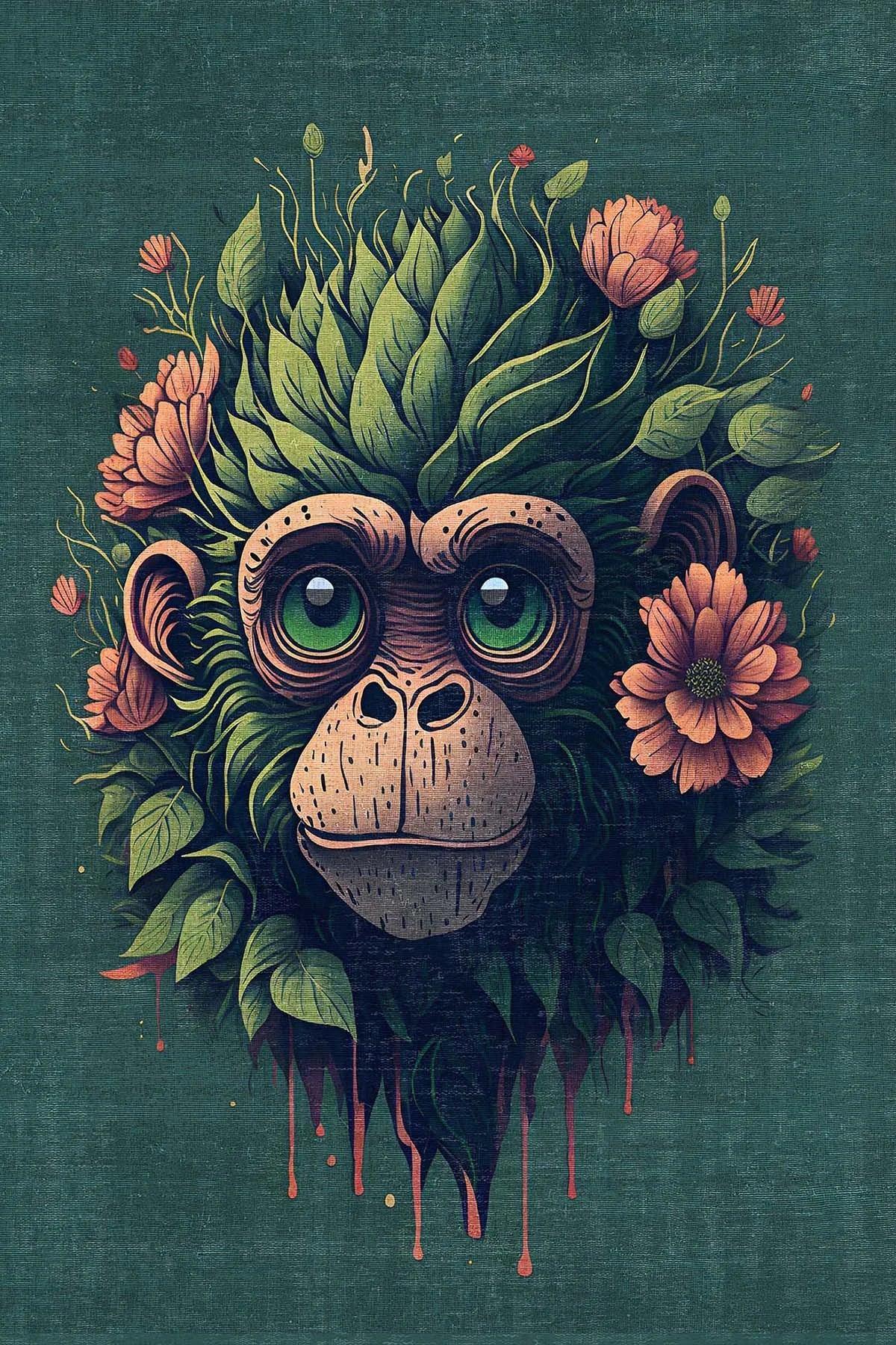 Monkey Modern Şönil Gamer Halısı Pamuk Tabanlı Yıkanabilen Kaymaz Genç Odası Oyuncu Gaming Halısı - Aydahome