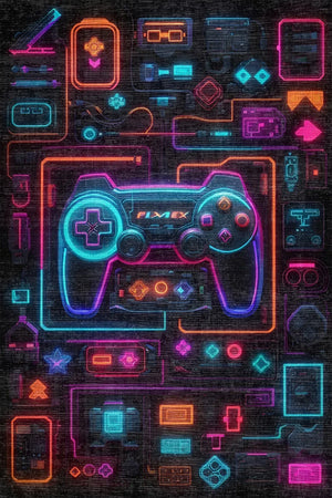 Rage Modern Şönil Gamer Halısı Pamuk Tabanlı Yıkanabilen Kaymaz Genç Odası Oyuncu Gaming Halısı - Aydahome