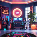 Perk Modern Şönil Gamer Halısı Pamuk Tabanlı Yıkanabilen Kaymaz Genç Odası Oyuncu Gaming Halısı - Aydahome