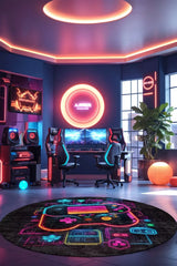 Perk Modern Şönil Gamer Halısı Pamuk Tabanlı Yıkanabilen Kaymaz Genç Odası Oyuncu Gaming Halısı - Aydahome