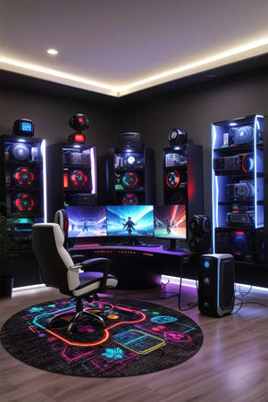 Perk Modern Şönil Gamer Halısı Pamuk Tabanlı Yıkanabilen Kaymaz Genç Odası Oyuncu Gaming Halısı - Aydahome
