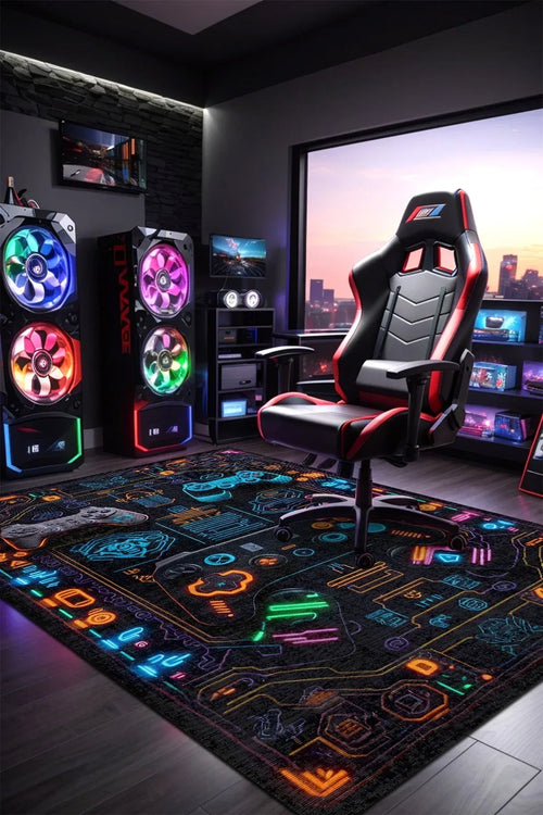 Nerf Modern Şönil Gamer Halısı Pamuk Tabanlı Yıkanabilen Kaymaz Genç Odası Oyuncu Gaming Halısı - Aydahome