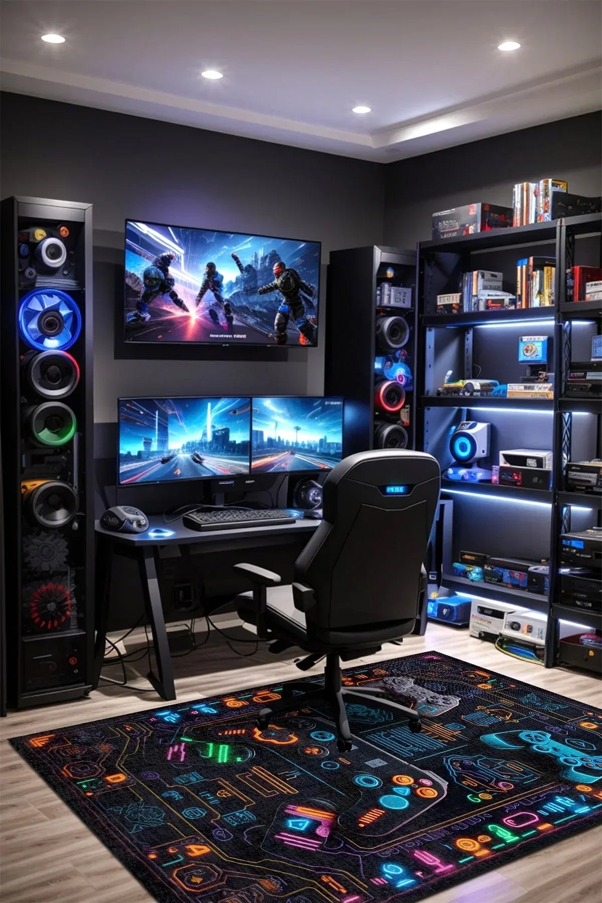 Nerf Modern Şönil Gamer Halısı Pamuk Tabanlı Yıkanabilen Kaymaz Genç Odası Oyuncu Gaming Halısı - Aydahome