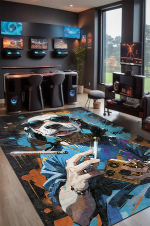 Snoop Modern Şönil Gamer Halısı Pamuk Tabanlı Yıkanabilen Kaymaz Genç Odası Oyuncu Gaming Halısı - Aydahome