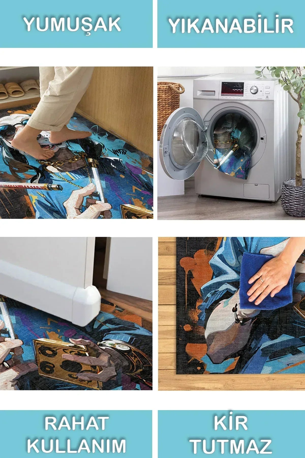 Snoop Modern Şönil Gamer Halısı Pamuk Tabanlı Yıkanabilen Kaymaz Genç Odası Oyuncu Gaming Halısı - Aydahome