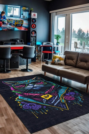Tenas Modern Şönil Gamer Halısı Pamuk Tabanlı Yıkanabilen Kaymaz Genç Odası Oyuncu Gaming Halısı - Aydahome