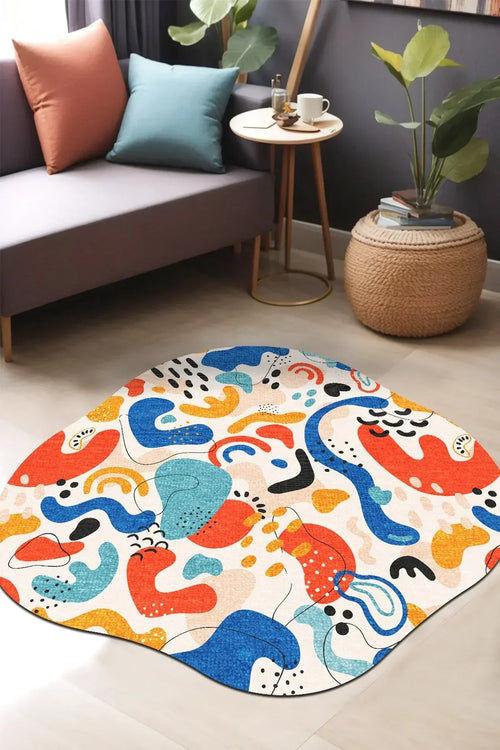 Trapez Modern Şönil Pamuk Tabanlı Yıkanabilen Kaydırmaz Antibakteriyel Asimetrik Halı - Aydahome