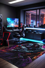 Value Modern Şönil Gamer Halısı Pamuk Tabanlı Yıkanabilen Kaymaz Genç Odası Oyuncu Gaming Halısı - Aydahome