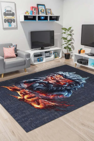 Zeus Modern Şönil Gamer Halısı Pamuk Tabanlı Yıkanabilen Kaymaz Genç Odası Oyuncu Gaming Halısı - Aydahome